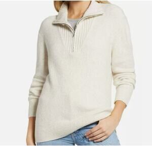 NEW Treasure & Bond Quarter Zip Mock Neck Sweater MEDIUM Beige Long Sleeve